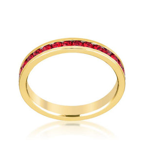 Stylish Stackables Ruby Red Gold Ring - Jewelry Xoxo