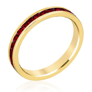 Stylish Stackables with Garnet in Gold Crystal Ring - Jewelry Xoxo