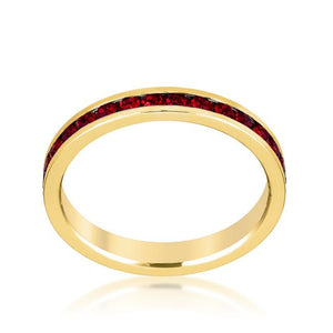 Stylish Stackables with Garnet in Gold Crystal Ring - Jewelry Xoxo