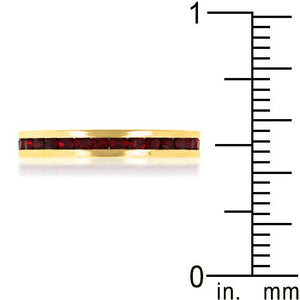Stylish Stackables with Garnet in Gold Crystal Ring - Jewelry Xoxo