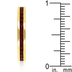 Stylish Stackables with Garnet in Gold Crystal Ring - Jewelry Xoxo