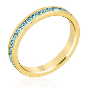 Stylish Stackables Aqua Crystal Gold Ring - Jewelry Xoxo