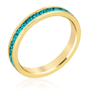 Stylish Stackables Turquoise Crystal Gold Ring - Jewelry Xoxo