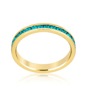 Stylish Stackables Turquoise Crystal Gold Ring - Jewelry Xoxo