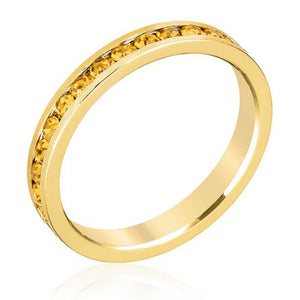 Stylish Stackables Yellow Crystal Gold Ring - Jewelry Xoxo