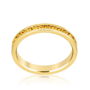 Stylish Stackables Yellow Crystal Gold Ring - Jewelry Xoxo