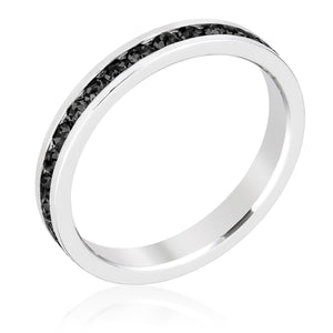 Stylish Stackables with Jet Black Crystal Ring - Jewelry Xoxo