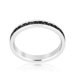 Stylish Stackables with Jet Black Crystal Ring - Jewelry Xoxo