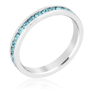 Stylish Stackables Aquamarine Crystal Ring - Jewelry Xoxo