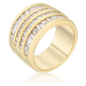 4 Row Gold Cubic Zirconia Cocktail Ring - Jewelry Xoxo