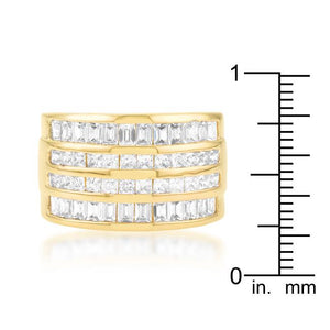 4 Row Gold Cubic Zirconia Cocktail Ring - Jewelry Xoxo