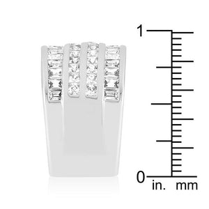 4 Row Rhodium Cubic Zirconia Cocktail Ring - Jewelry Xoxo