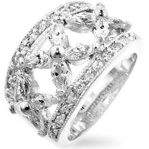 Floral Cubic Zirconia Eternity Ring - Jewelry Xoxo