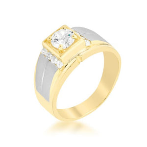 Cubic Zirconia Two-Tone Mens Ring - Jewelry Xoxo