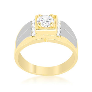 Cubic Zirconia Two-Tone Mens Ring - Jewelry Xoxo