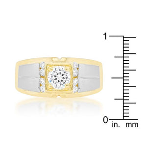 Cubic Zirconia Two-Tone Mens Ring - Jewelry Xoxo