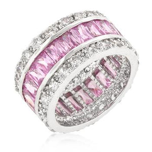 Triple Row Pink Eternity Ring - Jewelry Xoxo