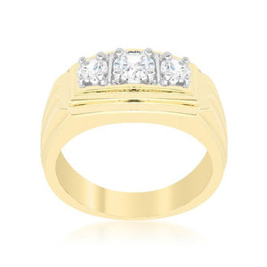 Golden Triplet Cubic Zirconia Ring - Jewelry Xoxo