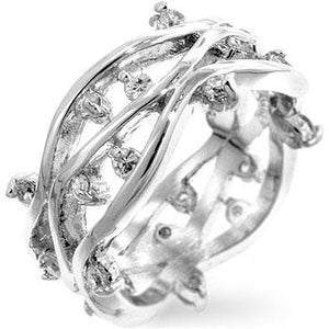 Rhodium Plated Zircon Vines Ring - Jewelry Xoxo