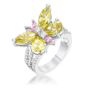 Rhodium Plated Butterfly Cocktail Ring - Jewelry Xoxo