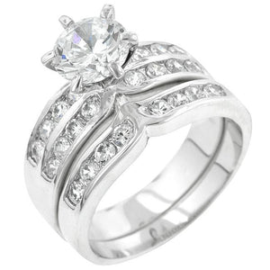 Formal Rhodium Plated Engagement Set - Jewelry Xoxo