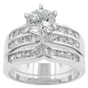 Formal Rhodium Plated Engagement Set - Jewelry Xoxo