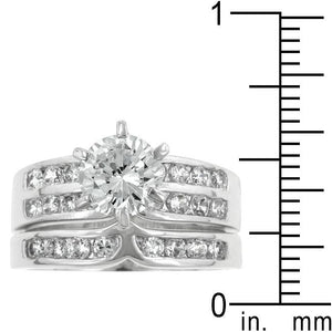 Formal Rhodium Plated Engagement Set - Jewelry Xoxo