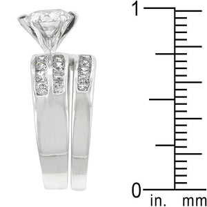 Formal Rhodium Plated Engagement Set - Jewelry Xoxo