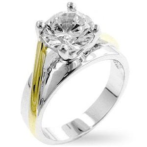 Two-tone Finish Solitaire Engagement Ring - Jewelry Xoxo