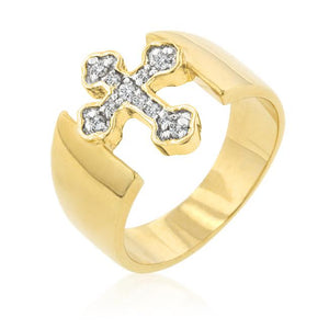 Two-tone Finish Cross Ring - Jewelry Xoxo