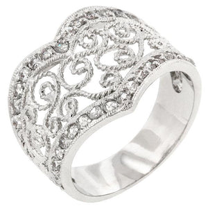 Cubic Zirconia Filigree Hearts Ring - Jewelry Xoxo