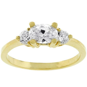 Oval Serenade Triplet Ring in Goldtone - Jewelry Xoxo