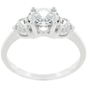 Oval Serenade Triplet Ring in Silvertone Finish - Jewelry Xoxo