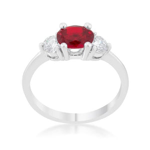 Miranna 1.2ct Garnet CZ Rhodium Classic Oval Ring - Jewelry Xoxo