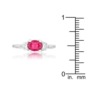 Miranna 1.2ct Fuchsia CZ Rhodium Classic Oval Ring - Jewelry Xoxo