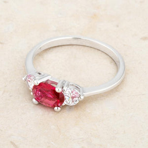 Miranna 1.2ct Fuchsia CZ Rhodium Classic Oval Ring - Jewelry Xoxo