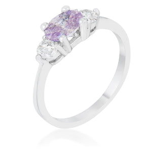 Miranna 1.2ct Lavender CZ Rhodium Classic Oval Ring - Jewelry Xoxo