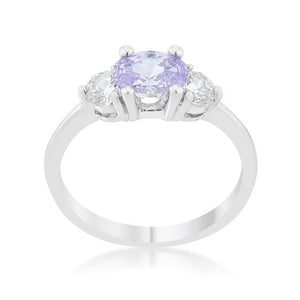 Miranna 1.2ct Lavender CZ Rhodium Classic Oval Ring - Jewelry Xoxo