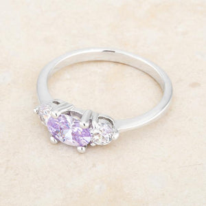 Miranna 1.2ct Lavender CZ Rhodium Classic Oval Ring - Jewelry Xoxo