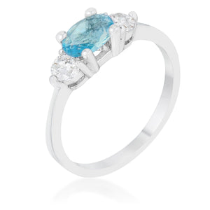 Miranna 1.2ct Blue Topaz CZ Rhodium Classic Oval Ring - Jewelry Xoxo