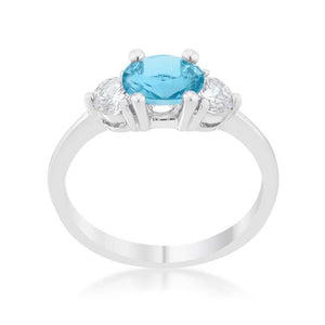 Miranna 1.2ct Blue Topaz CZ Rhodium Classic Oval Ring - Jewelry Xoxo