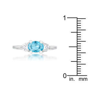 Miranna 1.2ct Blue Topaz CZ Rhodium Classic Oval Ring - Jewelry Xoxo