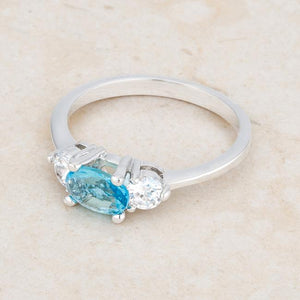 Miranna 1.2ct Blue Topaz CZ Rhodium Classic Oval Ring - Jewelry Xoxo