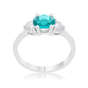 Mariah 1.2ct CZ Rhodium Aqua Simple Classic Ring - Jewelry Xoxo