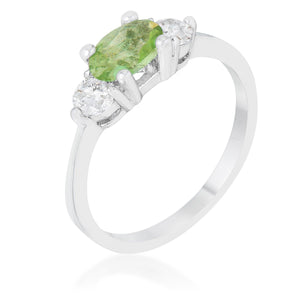 Miranna 1.2ct Peridot CZ Rhodium Classic Oval Ring - Jewelry Xoxo