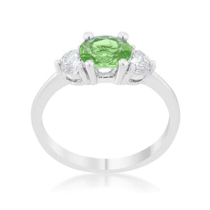 Miranna 1.2ct Peridot CZ Rhodium Classic Oval Ring - Jewelry Xoxo