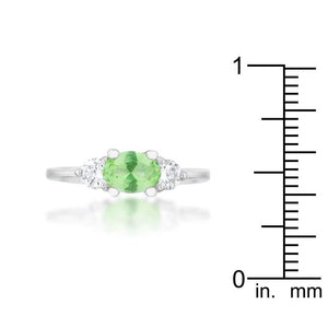 Miranna 1.2ct Peridot CZ Rhodium Classic Oval Ring - Jewelry Xoxo