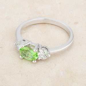 Miranna 1.2ct Peridot CZ Rhodium Classic Oval Ring - Jewelry Xoxo