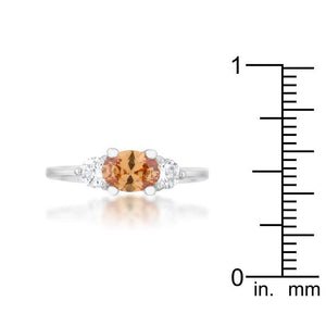 Miranna 1.2ct Champagne CZ Rhodium Classic Oval Ring - Jewelry Xoxo