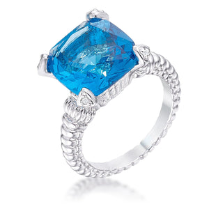 Aqua Cushion Engagement Ring - Jewelry Xoxo